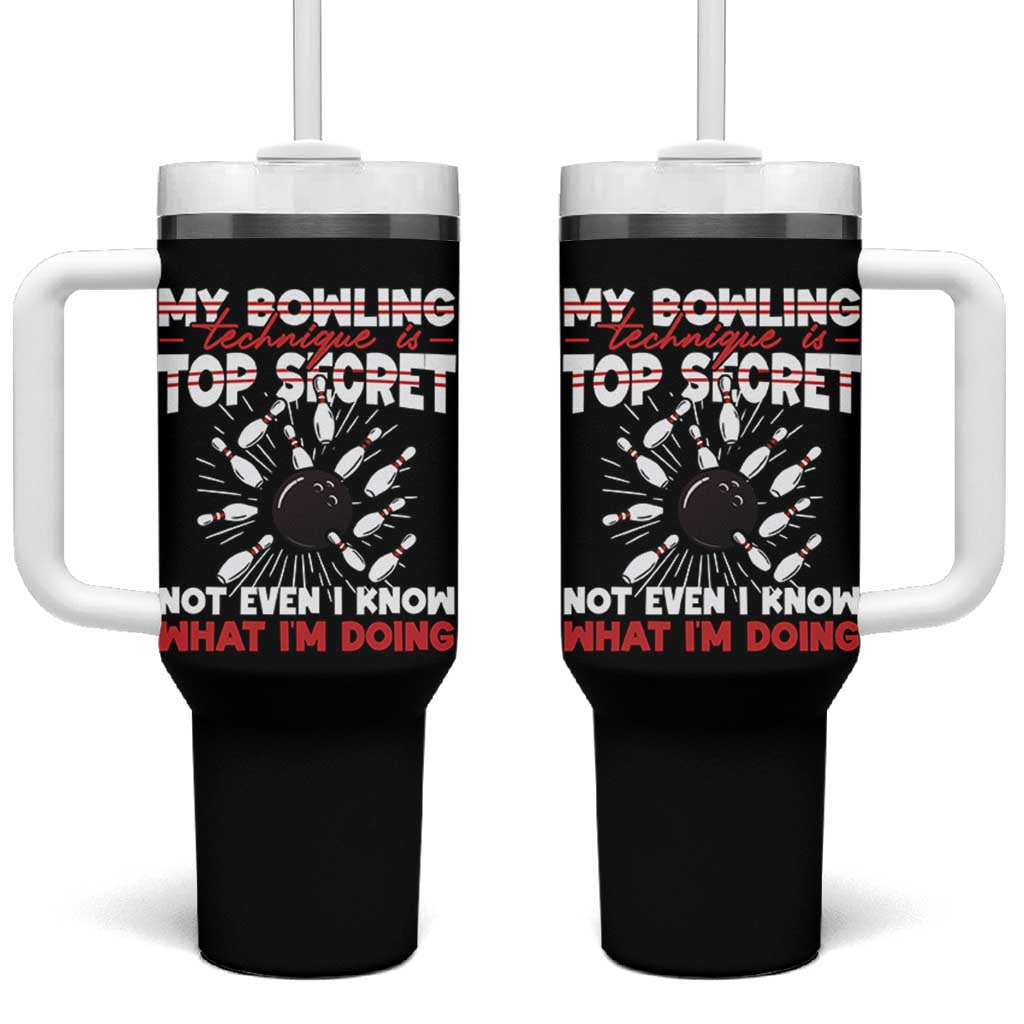 My Bowling Technique Is Top Secret Tumbler With Handle Funny Bowler Gift - Wonder Print Shop