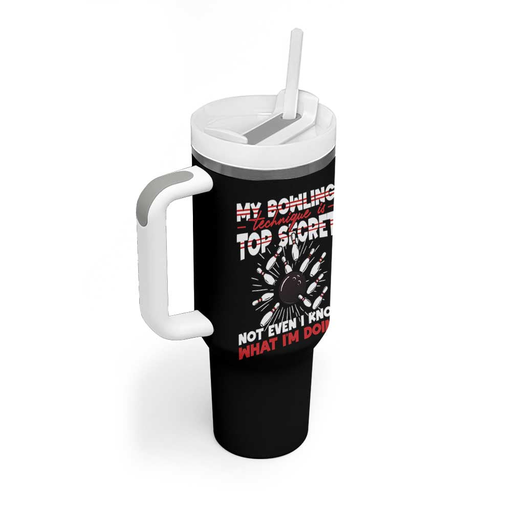 My Bowling Technique Is Top Secret Tumbler With Handle Funny Bowler Gift - Wonder Print Shop