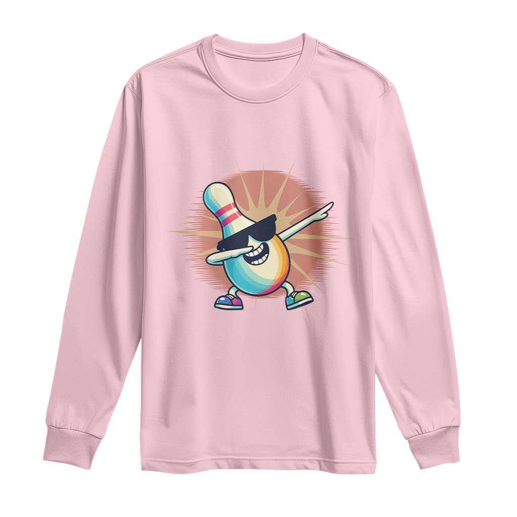 Dabbing Bowling Pin Long Sleeve Shirt Funny Player Gift - Wonder Print Shop