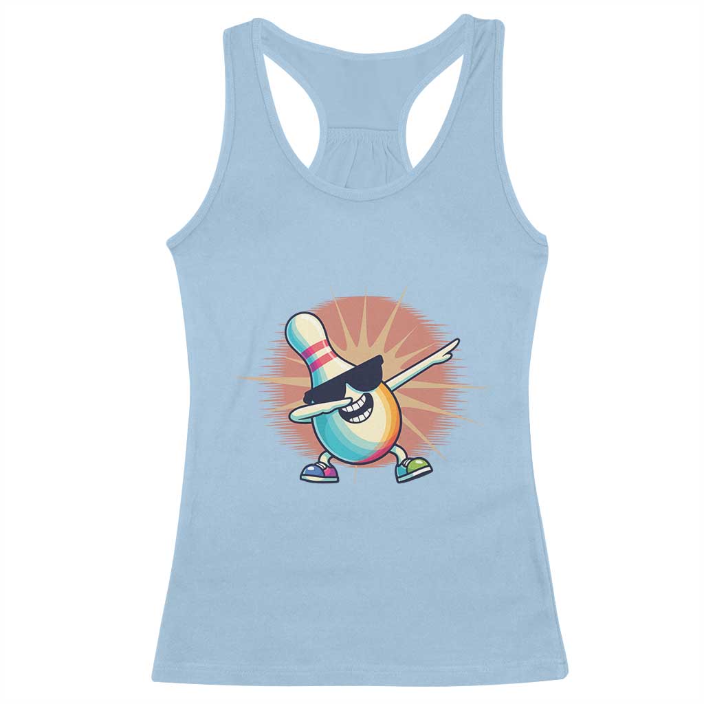 Dabbing Bowling Pin Racerback Tank Top Funny Player Gift - Wonder Print Shop