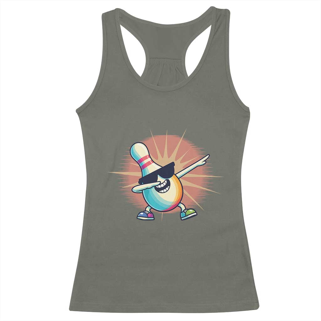 Dabbing Bowling Pin Racerback Tank Top Funny Player Gift - Wonder Print Shop