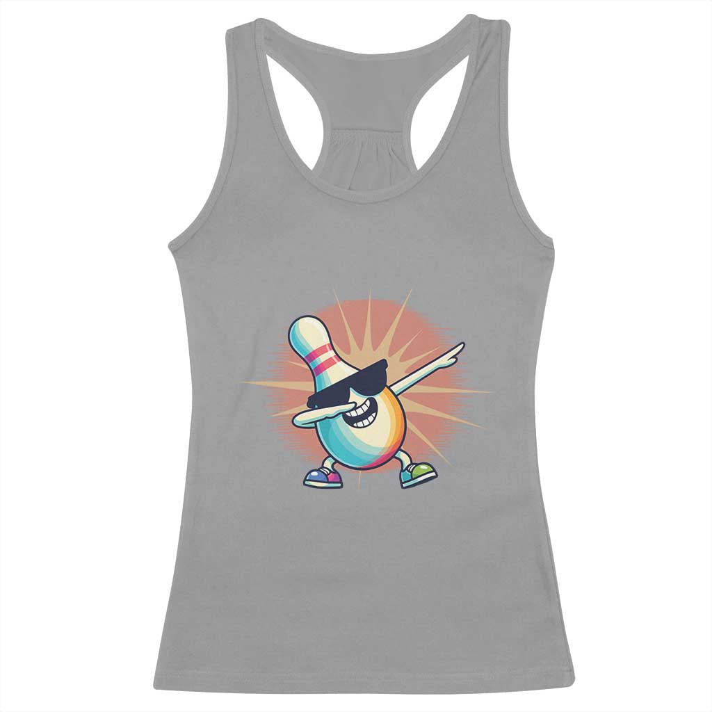 Dabbing Bowling Pin Racerback Tank Top Funny Player Gift - Wonder Print Shop