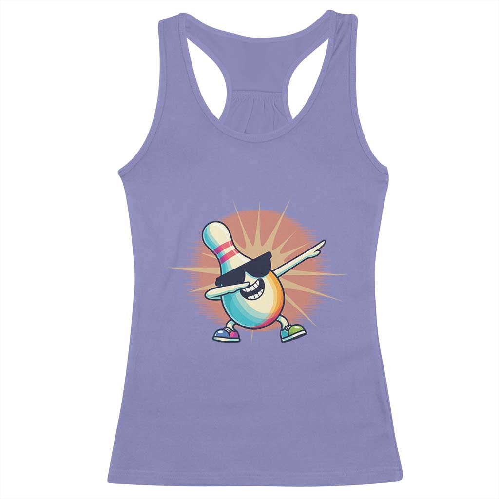 Dabbing Bowling Pin Racerback Tank Top Funny Player Gift - Wonder Print Shop