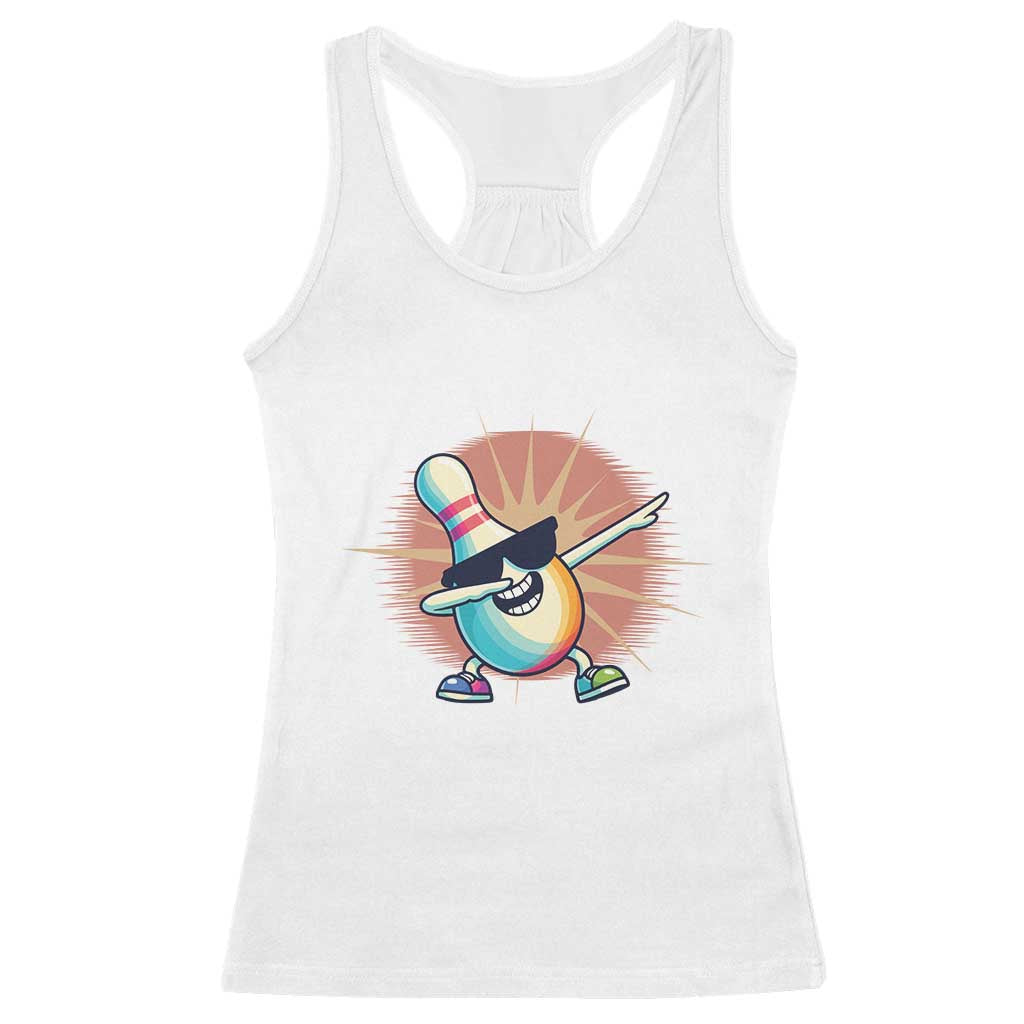 Dabbing Bowling Pin Racerback Tank Top Funny Player Gift - Wonder Print Shop
