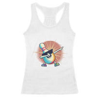 Dabbing Bowling Pin Racerback Tank Top Funny Player Gift - Wonder Print Shop