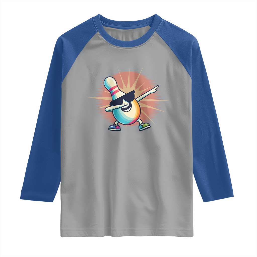 Dabbing Bowling Pin Raglan Shirt Funny Player Gift - Wonder Print Shop