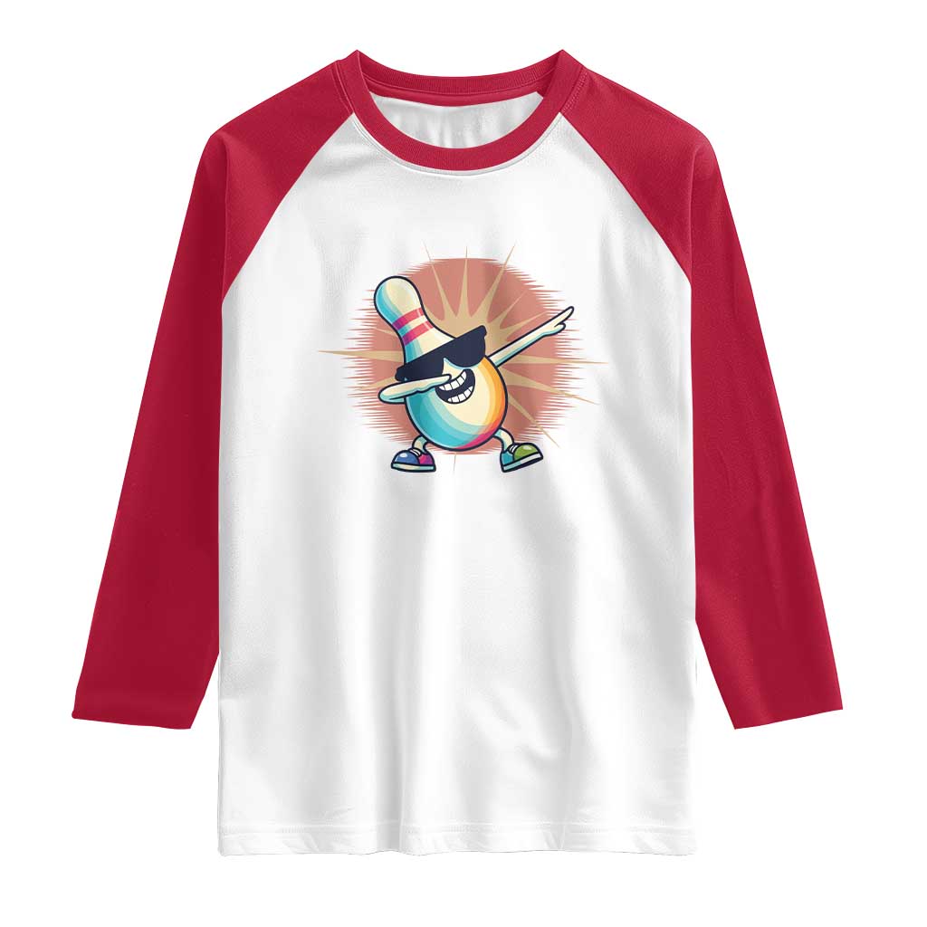 Dabbing Bowling Pin Raglan Shirt Funny Player Gift - Wonder Print Shop