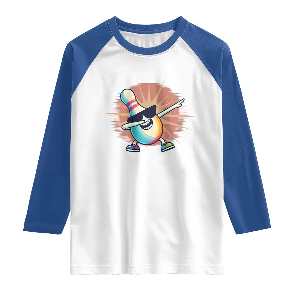 Dabbing Bowling Pin Raglan Shirt Funny Player Gift - Wonder Print Shop