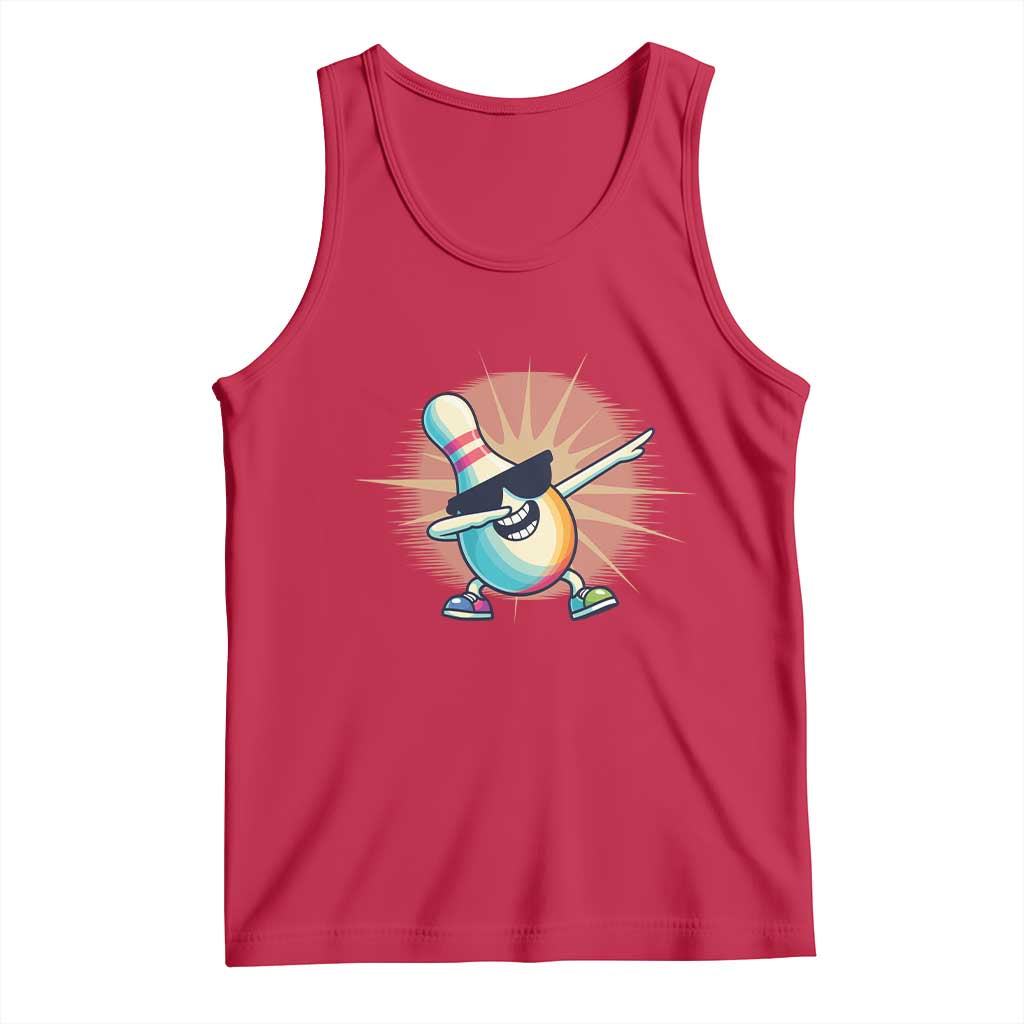 Dabbing Bowling Pin Tank Top Funny Player Gift - Wonder Print Shop