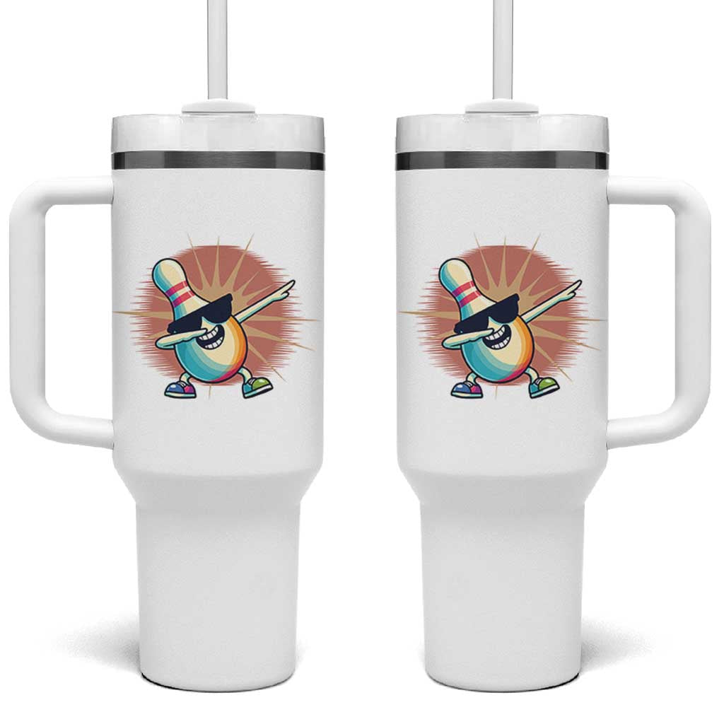 Dabbing Bowling Pin Tumbler With Handle Funny Player Gift - Wonder Print Shop
