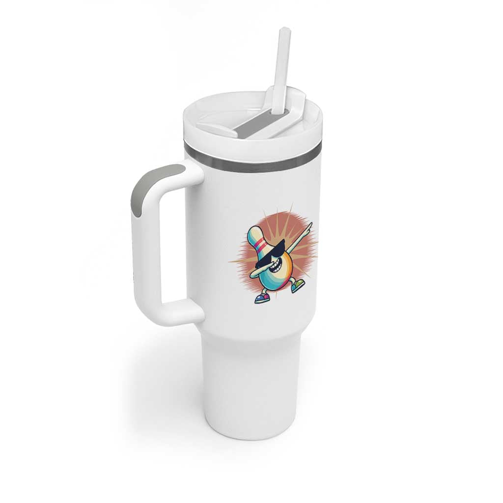 Dabbing Bowling Pin Tumbler With Handle Funny Player Gift - Wonder Print Shop