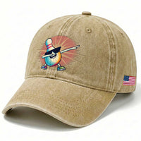 Dabbing Bowling Pin Washed Cotton Baseball Cap Funny Player Gift