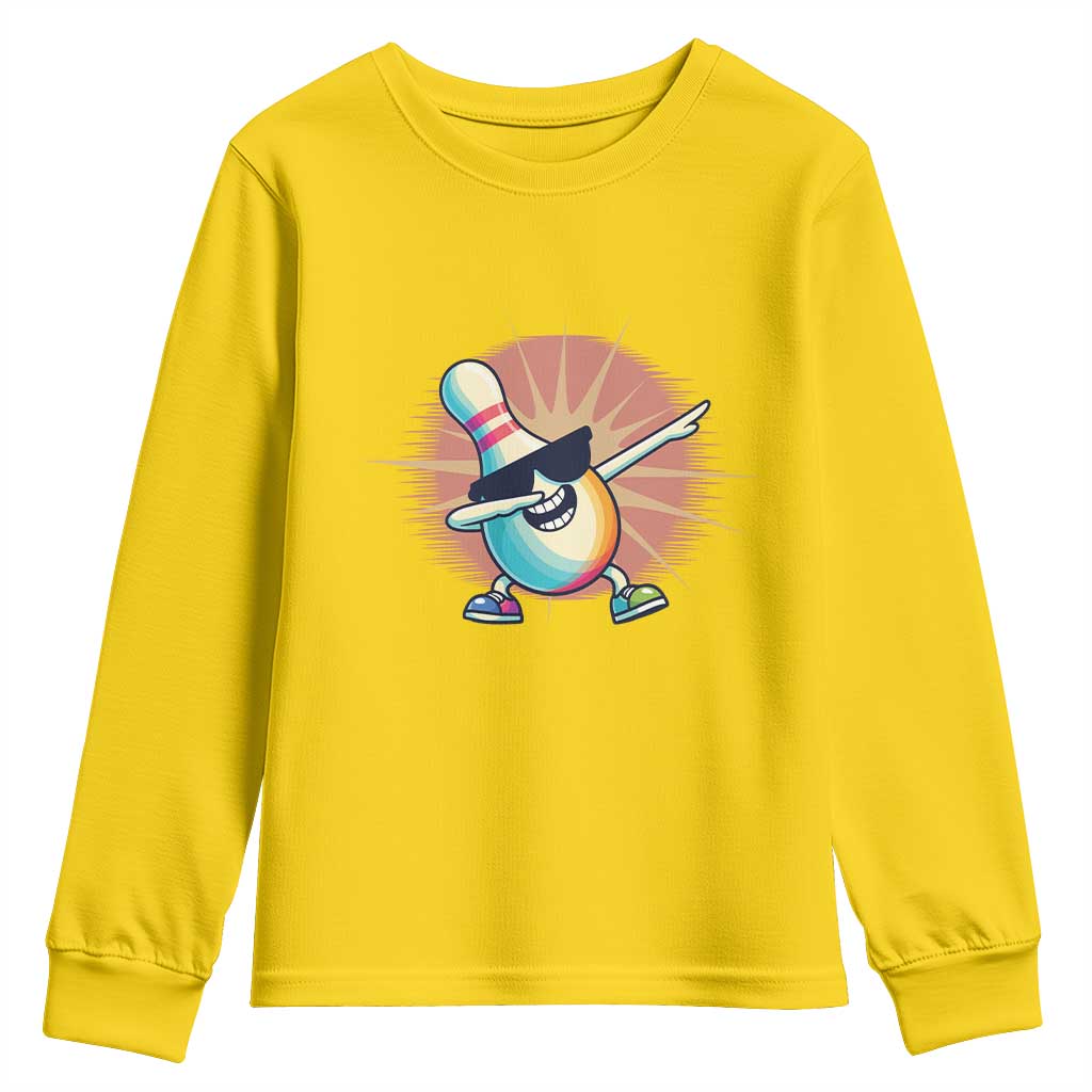 Dabbing Bowling Pin Youth Sweatshirt Funny Player Gift - Wonder Print Shop