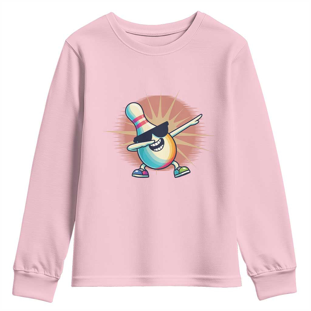 Dabbing Bowling Pin Youth Sweatshirt Funny Player Gift - Wonder Print Shop