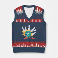 Funny Bowling Ball Dab V-Neck Knit Sweater Vest Sports Lover Gift - Wonder Print Shop