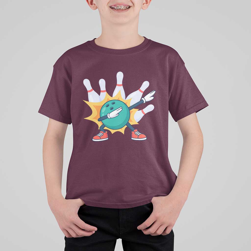 Funny Bowling Ball Dab T Shirt For Kid Sports Lover Gift - Wonder Print Shop