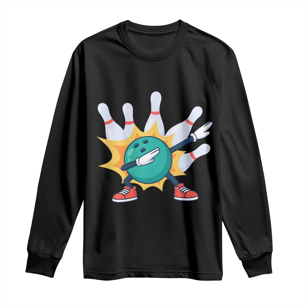 Funny Bowling Ball Dab Long Sleeve Shirt Sports Lover Gift - Wonder Print Shop