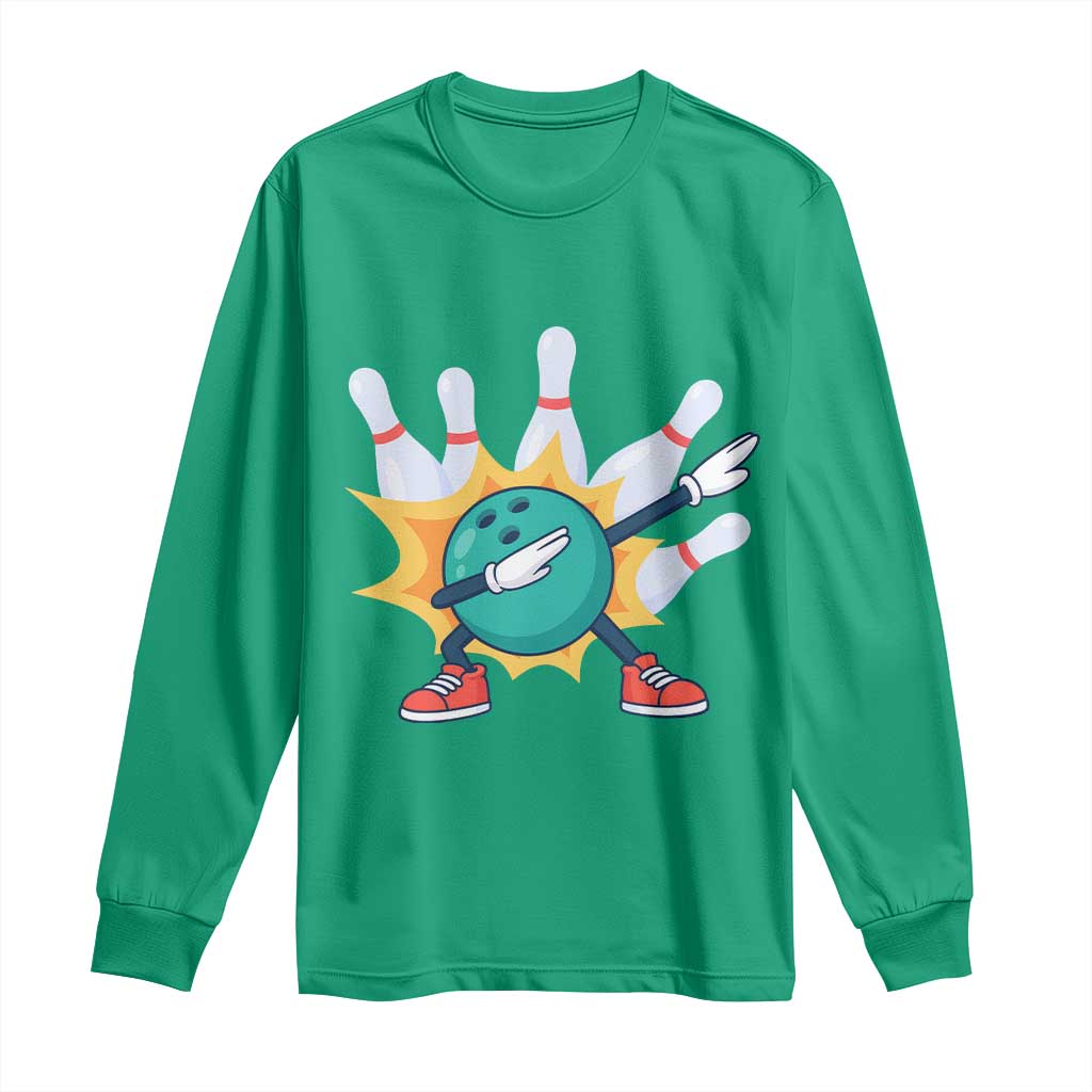 Funny Bowling Ball Dab Long Sleeve Shirt Sports Lover Gift - Wonder Print Shop
