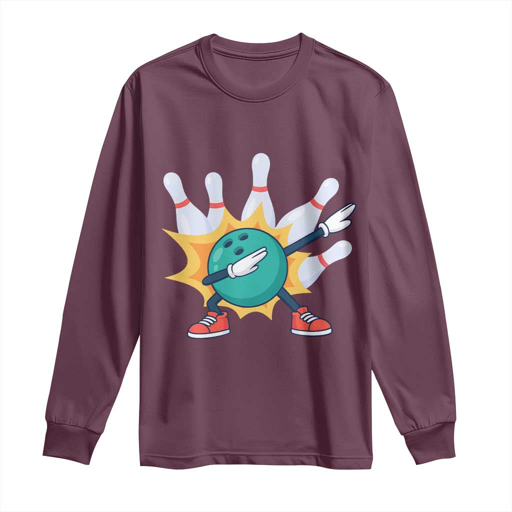 Funny Bowling Ball Dab Long Sleeve Shirt Sports Lover Gift - Wonder Print Shop
