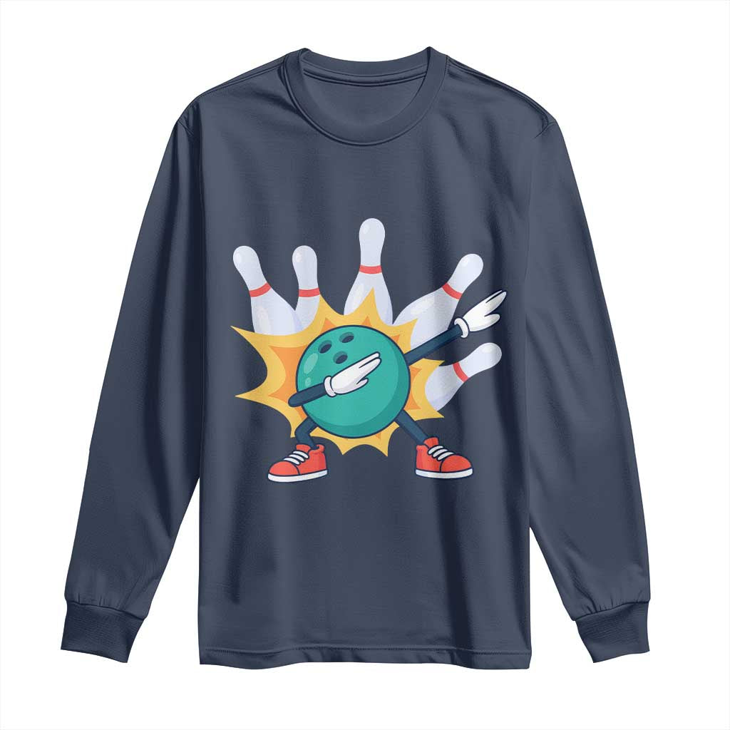 Funny Bowling Ball Dab Long Sleeve Shirt Sports Lover Gift - Wonder Print Shop
