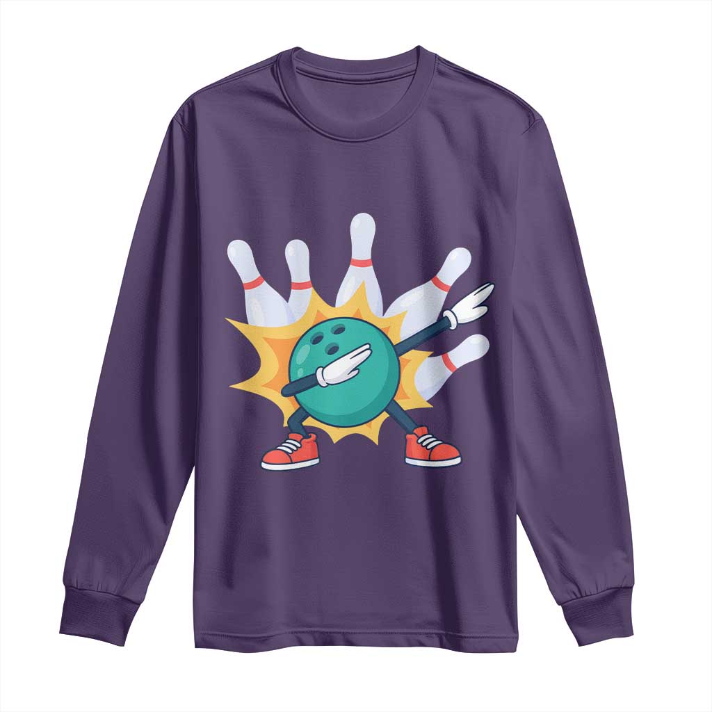 Funny Bowling Ball Dab Long Sleeve Shirt Sports Lover Gift - Wonder Print Shop