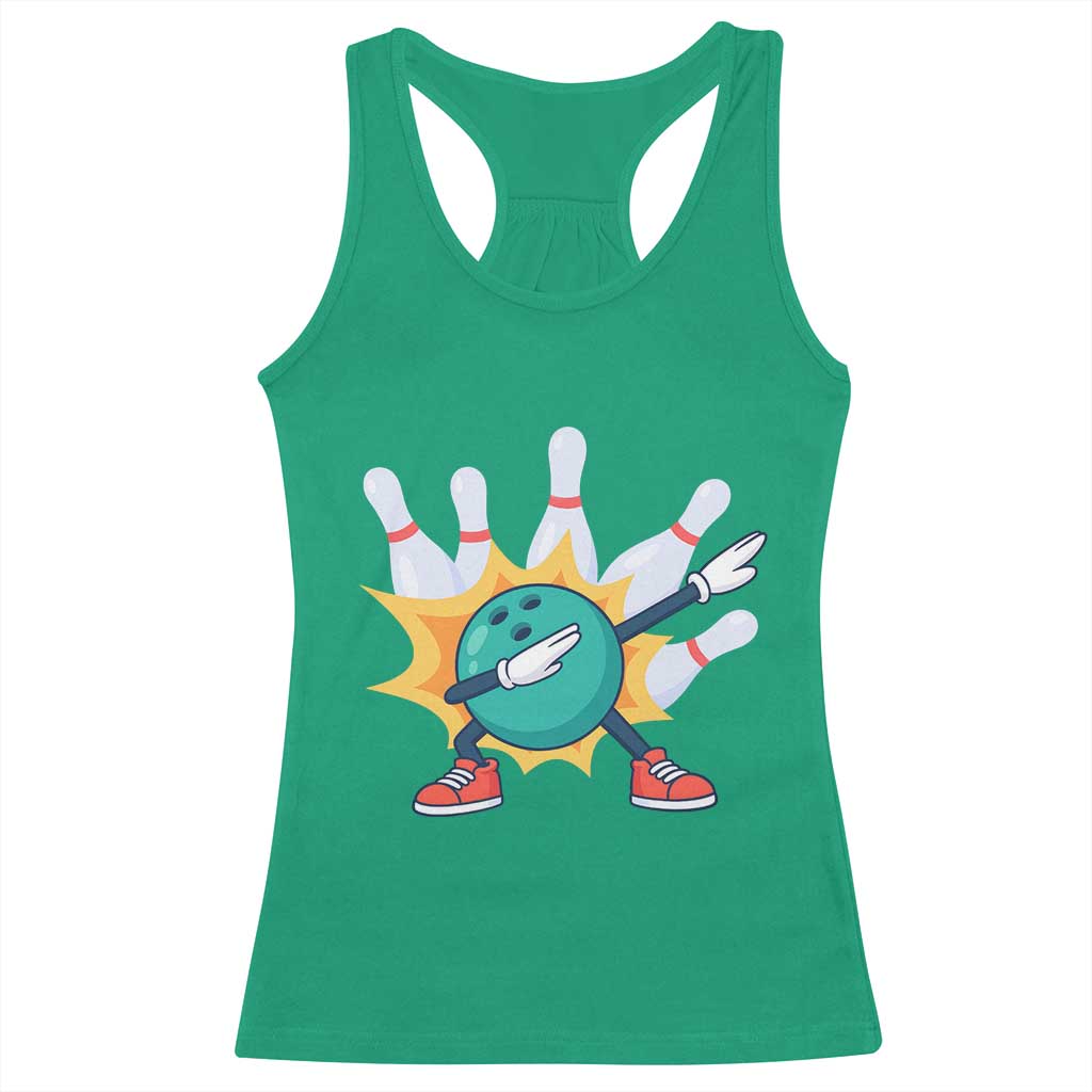 Funny Bowling Ball Dab Racerback Tank Top Sports Lover Gift - Wonder Print Shop