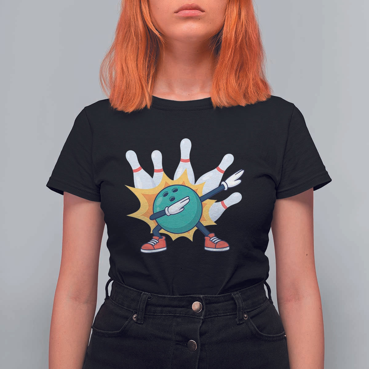 Funny Bowling Ball Dab T Shirt For Women Sports Lover Gift - Wonder Print Shop