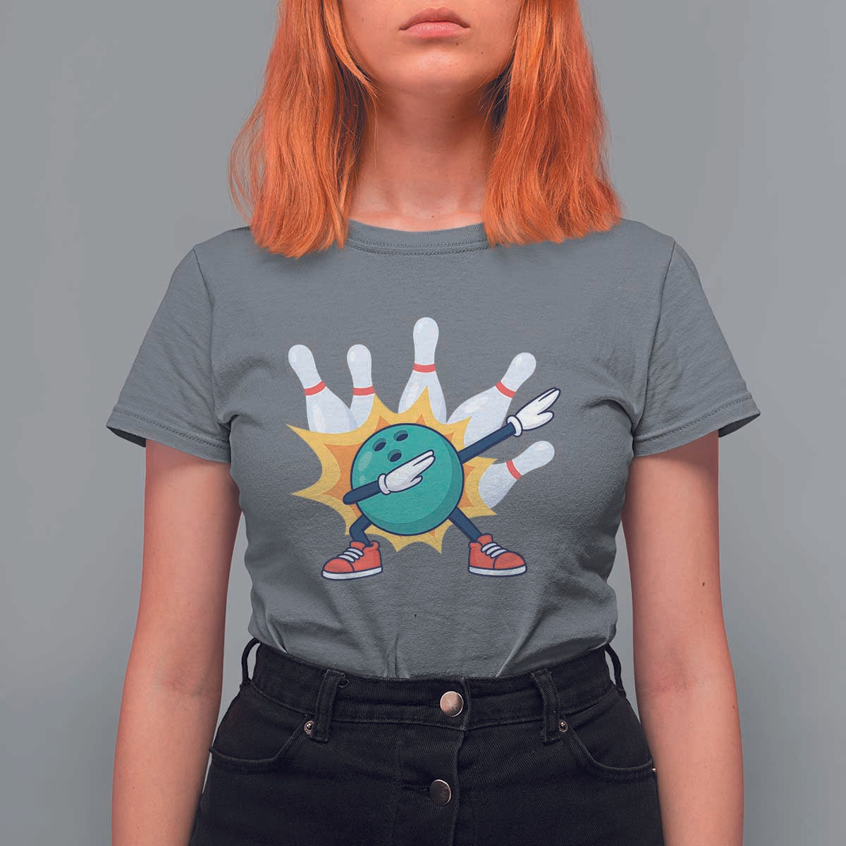Funny Bowling Ball Dab T Shirt For Women Sports Lover Gift - Wonder Print Shop