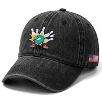 Funny Bowling Ball Dab Washed Cotton Baseball Cap Sports Lover Gift