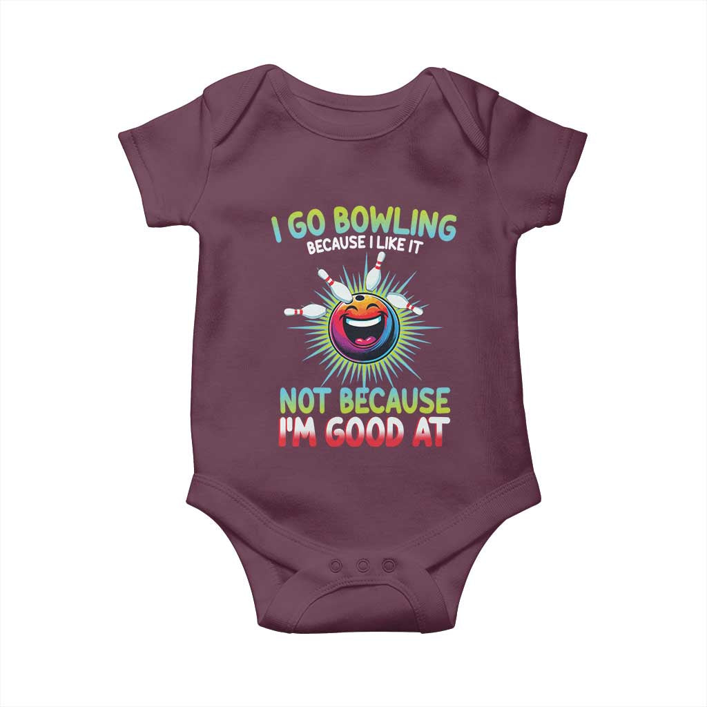 Bowling Humor Gift Baby Onesie I Go Bowling Because I Like It - Wonder Print Shop
