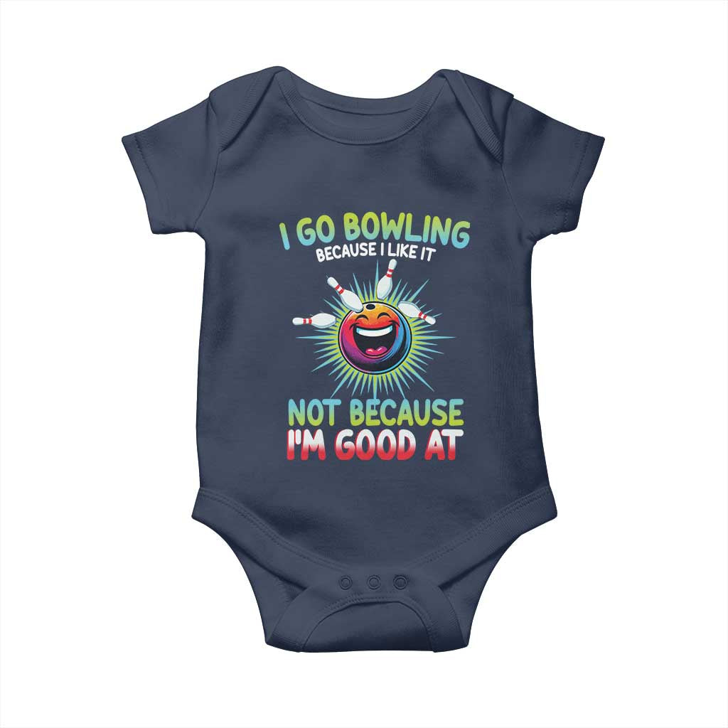 Bowling Humor Gift Baby Onesie I Go Bowling Because I Like It - Wonder Print Shop