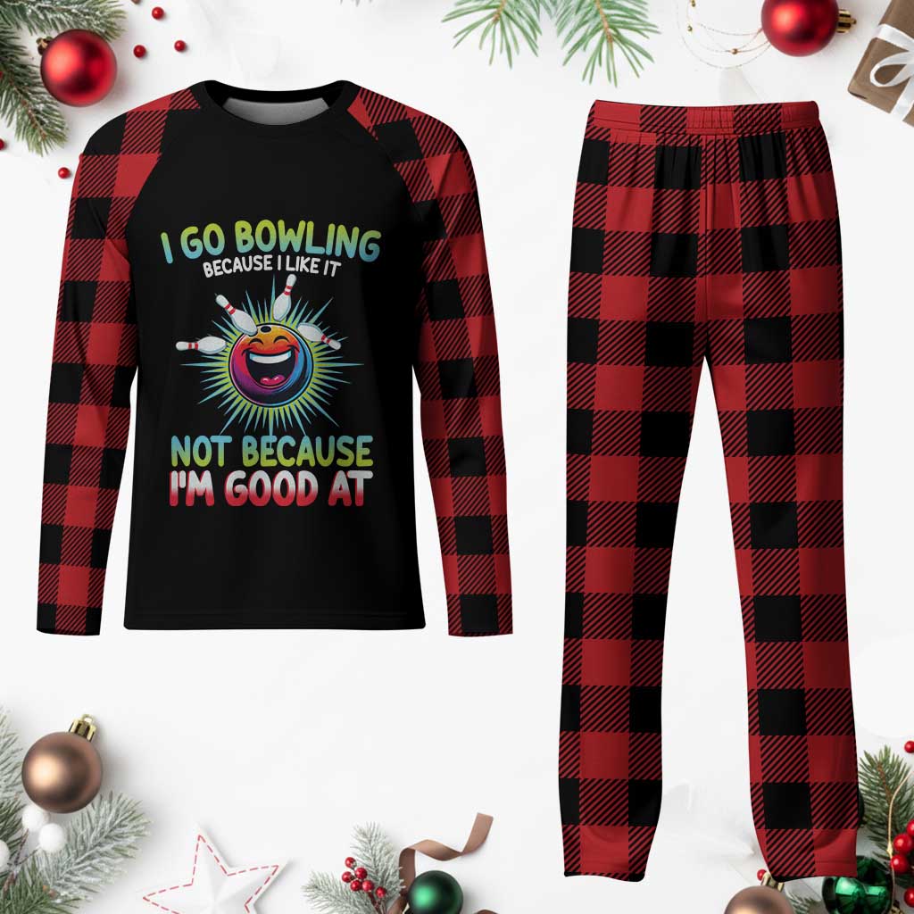 Bowling Humor Gift Plaid Pajama Set I Go Bowling Because I Like It - Wonder Print Shop