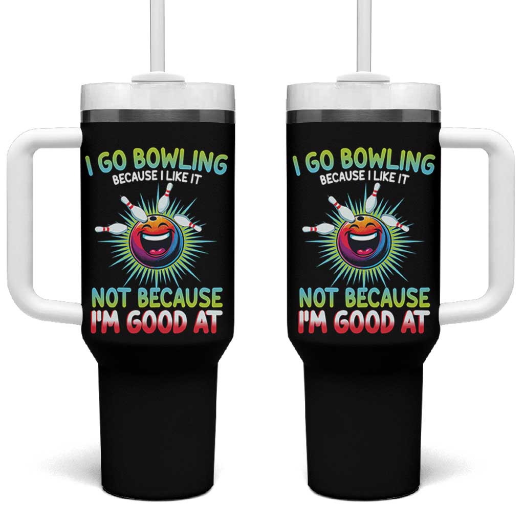 Bowling Humor Gift Tumbler With Handle I Go Bowling Because I Like It - Wonder Print Shop