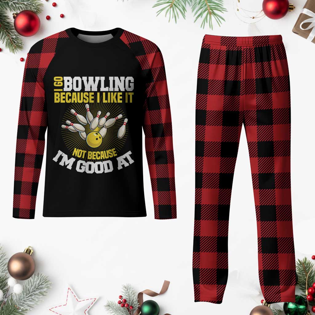 I Go Bowling Because I Like It Not Because Im Good At It Plaid Pajama Set Funny Bowling Gift - Wonder Print Shop