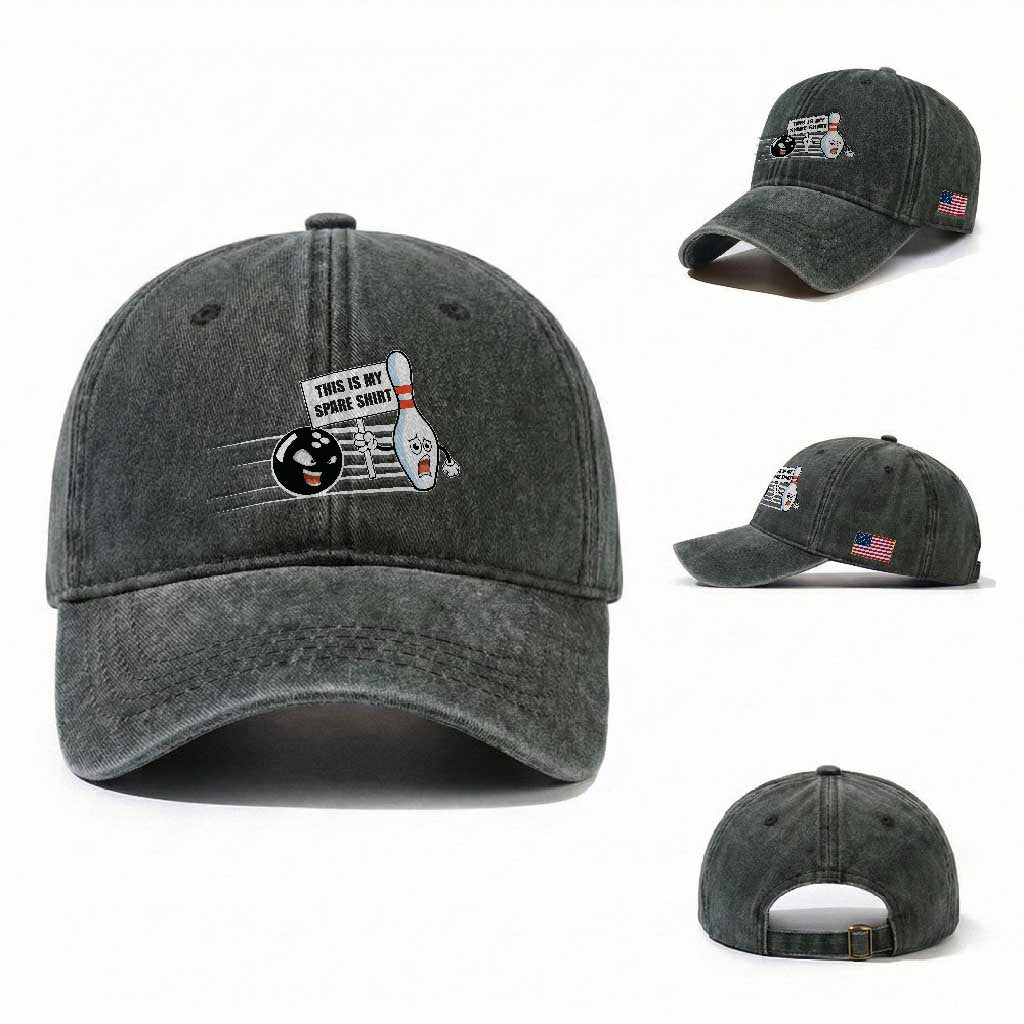 This Is My Spare Shirt Washed Cotton Baseball Cap Funny Bowling Gift
