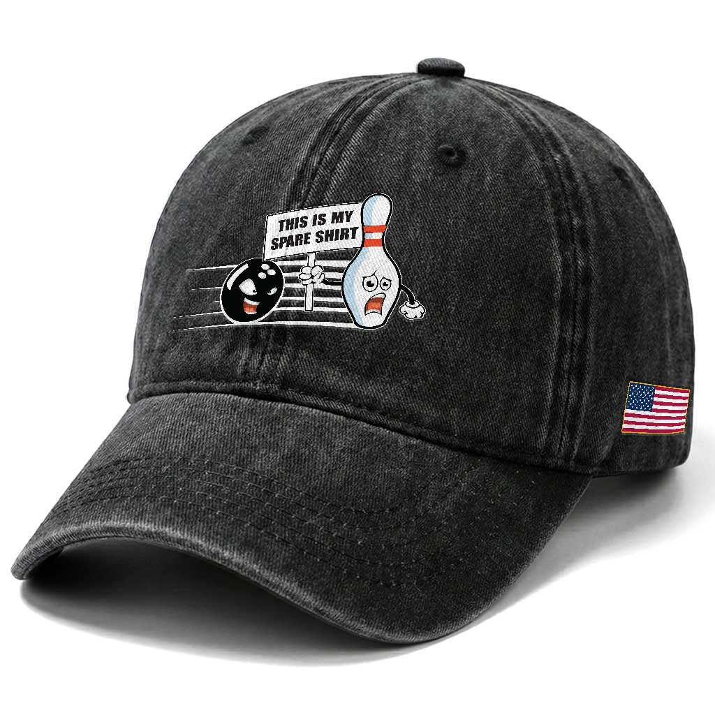 This Is My Spare Shirt Washed Cotton Baseball Cap Funny Bowling Gift