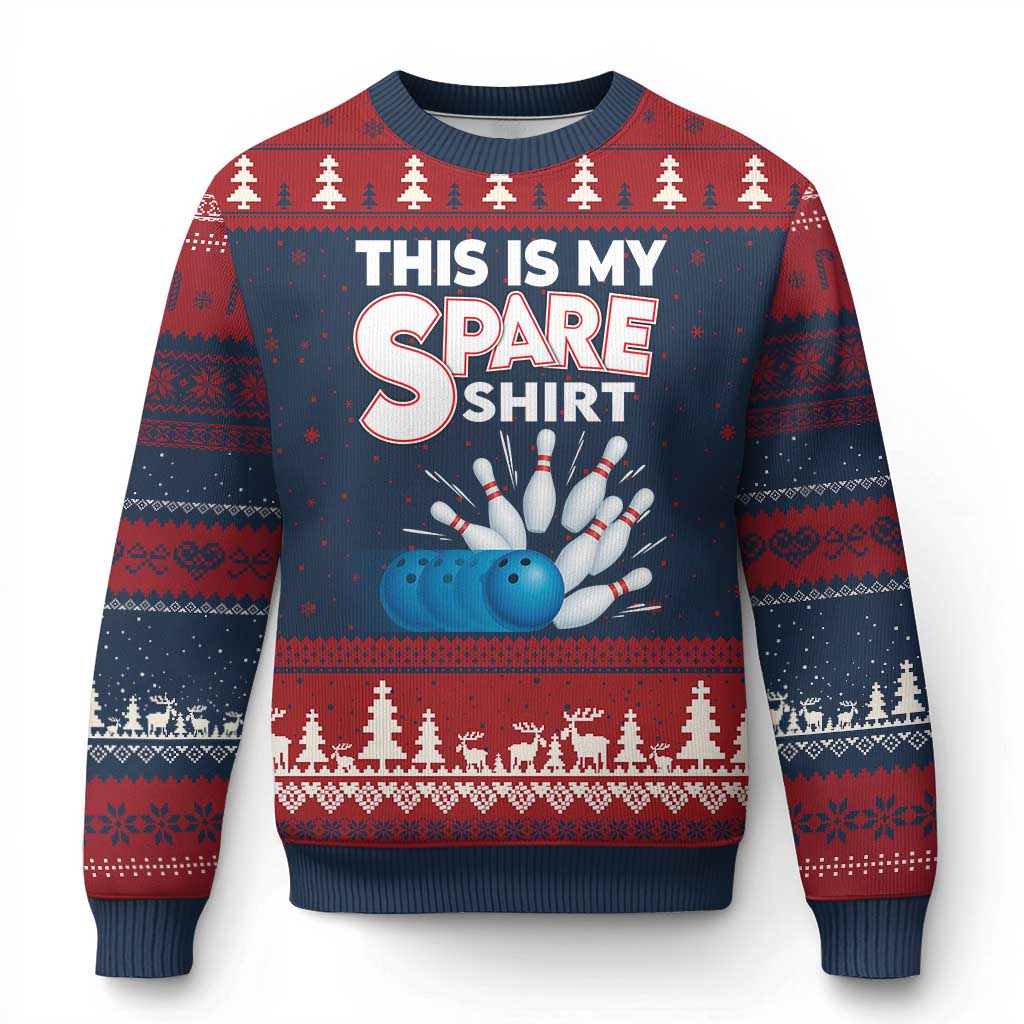 This Is My Spare Shirt Ugly Christmas Sweater Bowling Pun Gift - Wonder Print Shop