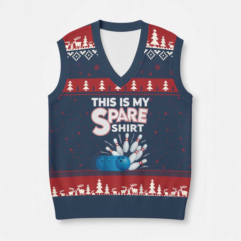 This Is My Spare Shirt V-Neck Knit Sweater Vest Bowling Pun Gift - Wonder Print Shop