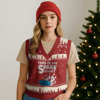 This Is My Spare Shirt V-Neck Knit Sweater Vest Bowling Pun Gift - Wonder Print Shop