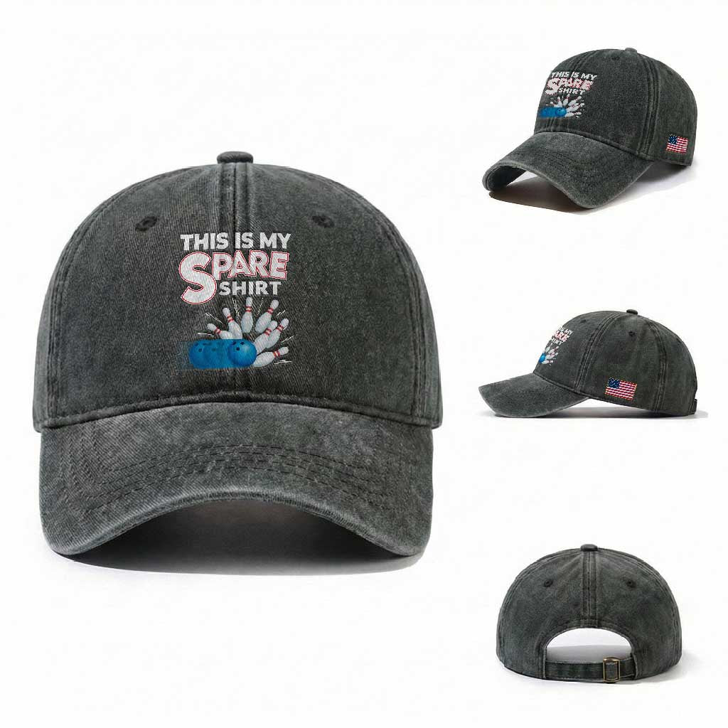 This Is My Spare Shirt Washed Cotton Baseball Cap Bowling Pun Gift
