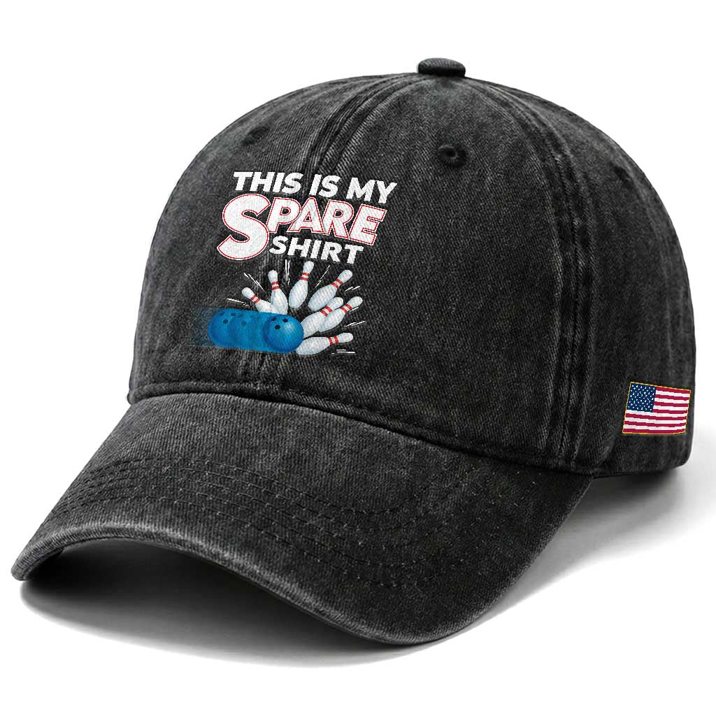 This Is My Spare Shirt Washed Cotton Baseball Cap Bowling Pun Gift