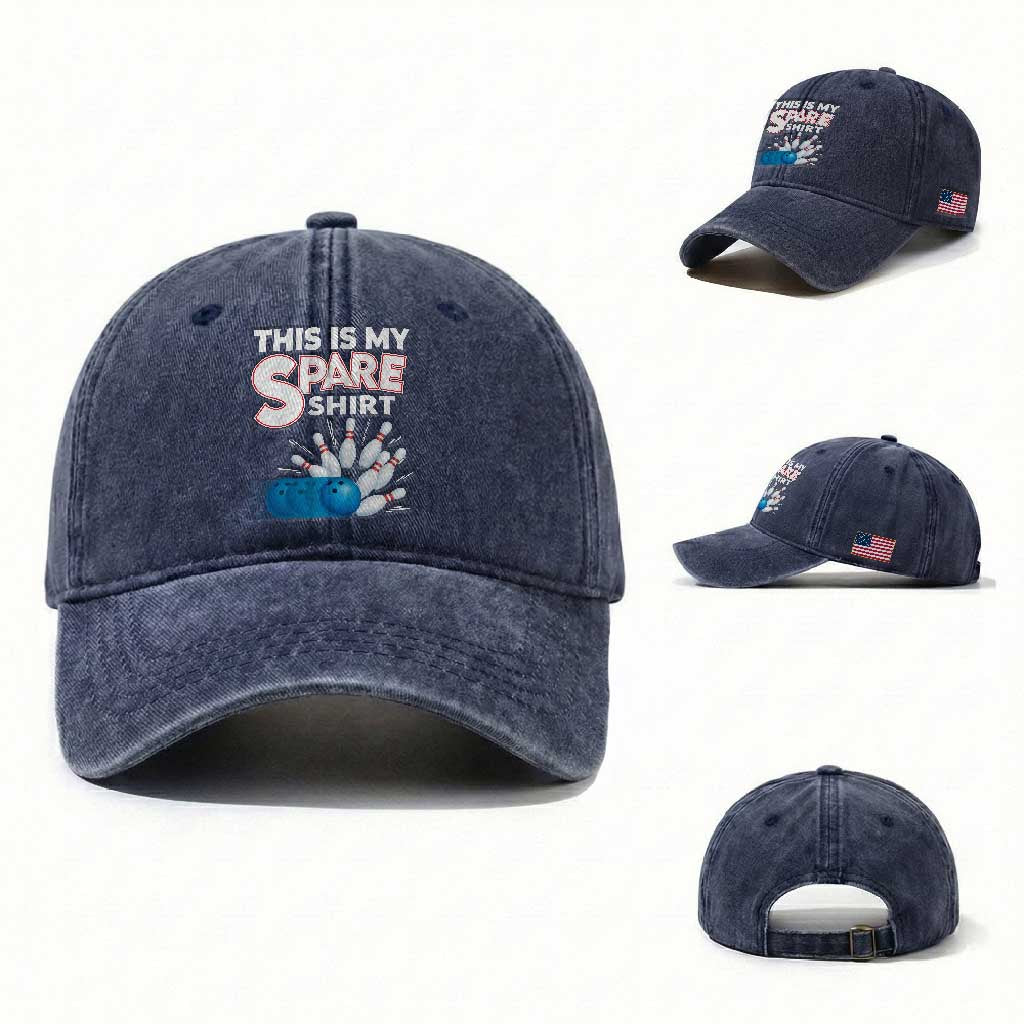 This Is My Spare Shirt Washed Cotton Baseball Cap Bowling Pun Gift