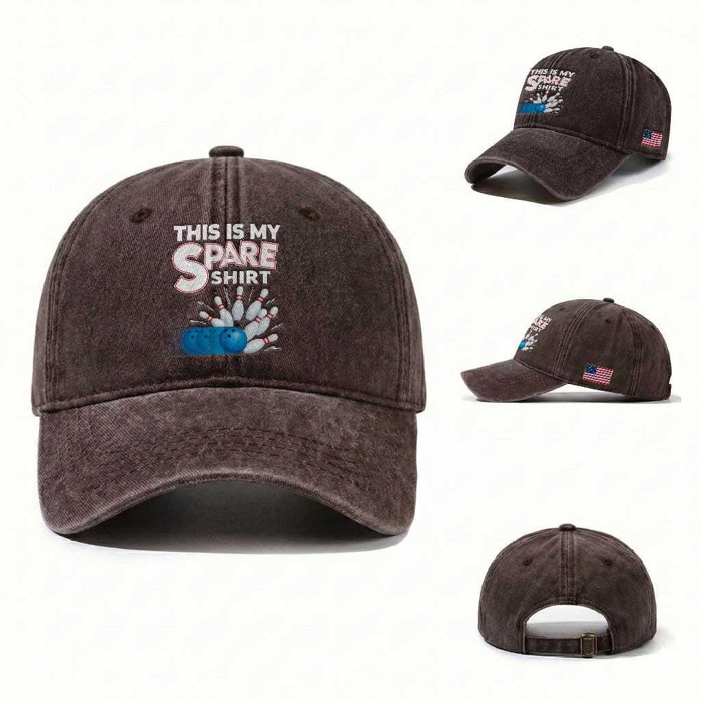 This Is My Spare Shirt Washed Cotton Baseball Cap Bowling Pun Gift