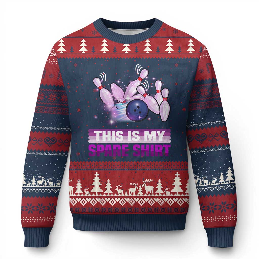 Funny Bowling Lover Ugly Christmas Sweater This Is My Spare Shirt Quote - Wonder Print Shop