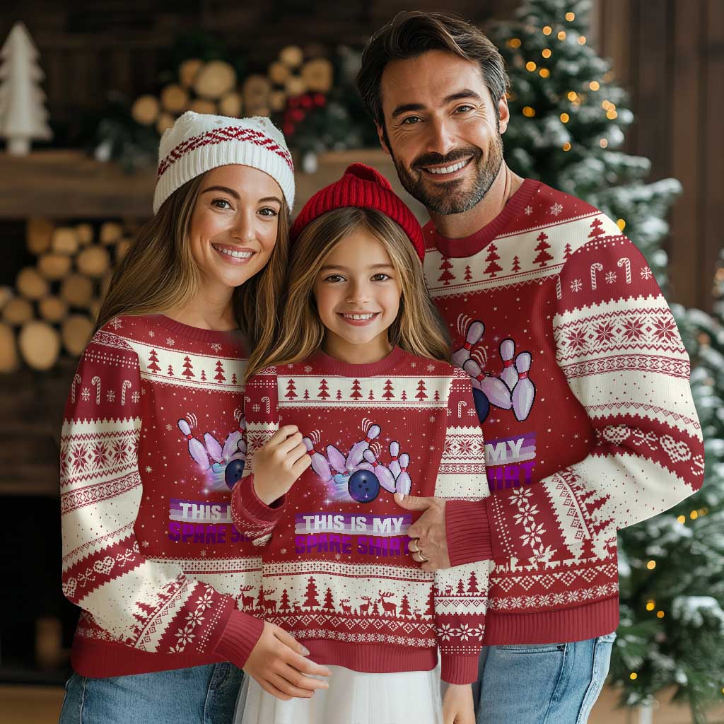 Funny Bowling Lover Ugly Christmas Sweater This Is My Spare Shirt Quote - Wonder Print Shop