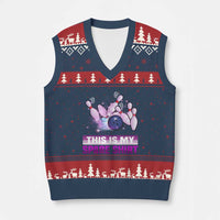 Funny Bowling Lover V-Neck Knit Sweater Vest This Is My Spare Shirt Quote - Wonder Print Shop