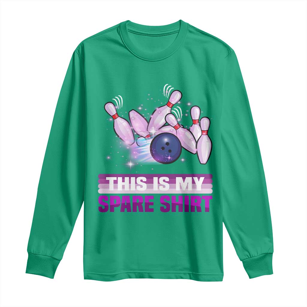 Funny Bowling Lover Long Sleeve Shirt This Is My Spare Shirt Quote - Wonder Print Shop