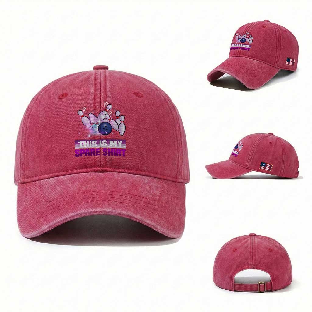 Funny Bowling Lover Washed Cotton Baseball Cap This Is My Spare Shirt Quote