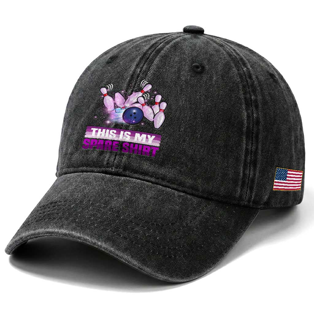 Funny Bowling Lover Washed Cotton Baseball Cap This Is My Spare Shirt Quote