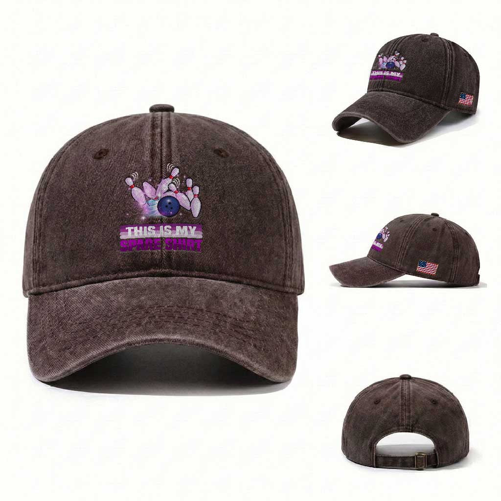 Funny Bowling Lover Washed Cotton Baseball Cap This Is My Spare Shirt Quote